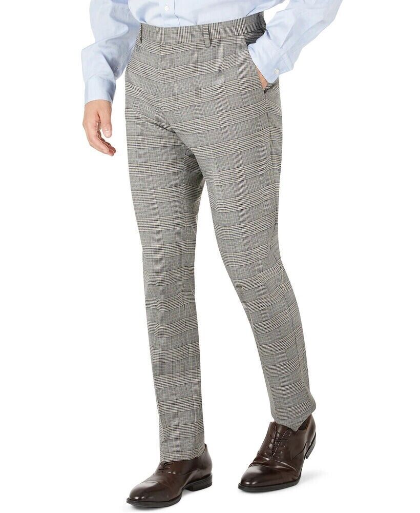 Tommy Hilfiger Mens Modern Fit Stretch Check Pants Brown Size 36 X 34 MSRP $95