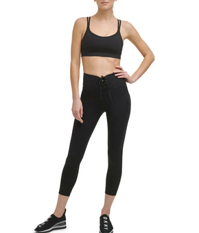 DKNY Sport Women's Cropped Lace-Up Leggings Black Size M MSRP $60