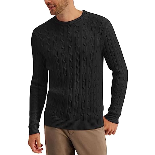 Club Room Mens Cable Knit Crewneck Sweater Black, Size M