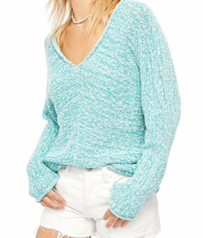Free People Women Bright Lights Sweater Teal Green Ivory Combo Size XS MSRP $148