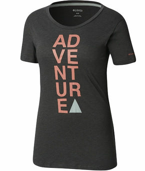 Columbia Plus Size Gray Women's Word Block Athletic Shirt, Charcoal/Adventure 1X