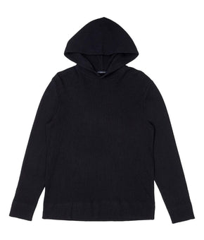French Connection Men's Waffle Knit Cotton Hoodie in Black Size S MSRP $78