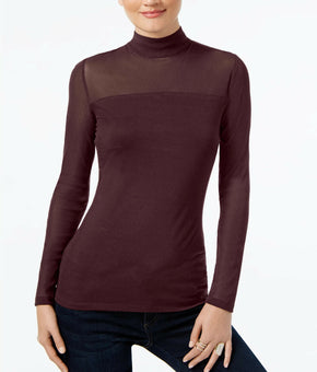 INC Mock Turtleneck Illusion Top Small Purple Womens Size XXL MSRP $40