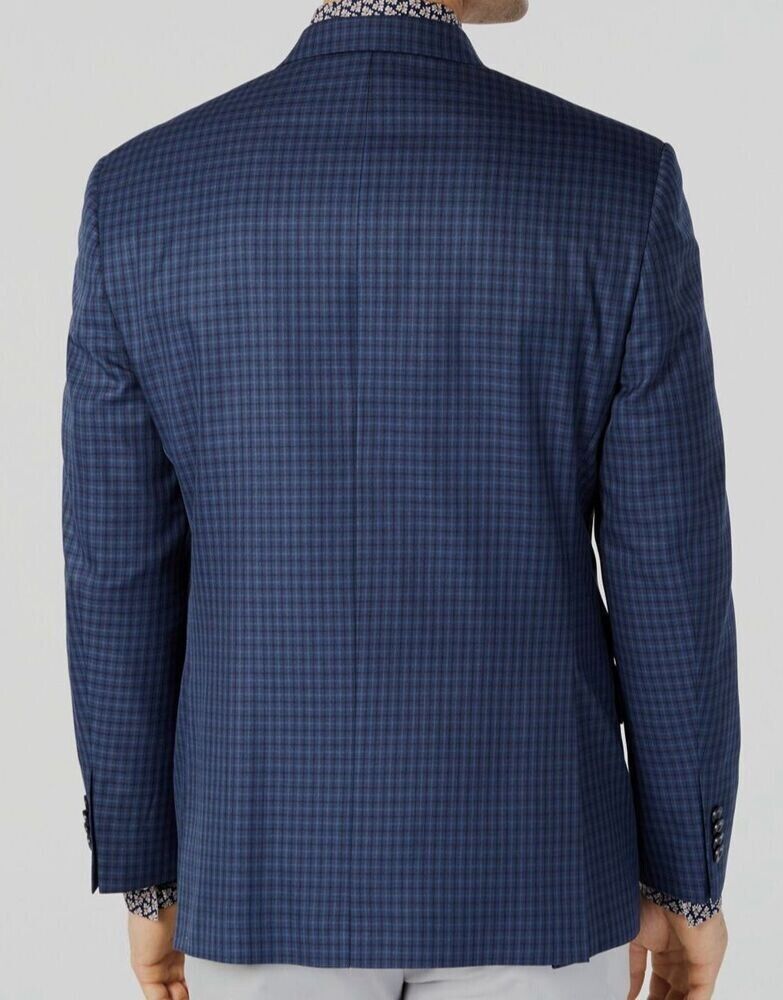 Michael Kors Mens ClassicFit Check Sport Coat Blue Size 42 REG MSRP $295