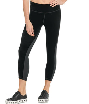 DKNY Women's Sport Velvet Colorblocked High-Waist Leggings Size XS Black