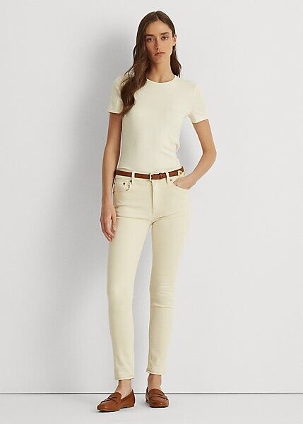 Ralph Lauren High-rise Skinny Ankle Jeans In Mascarpone Cream Wash Size 14 $100