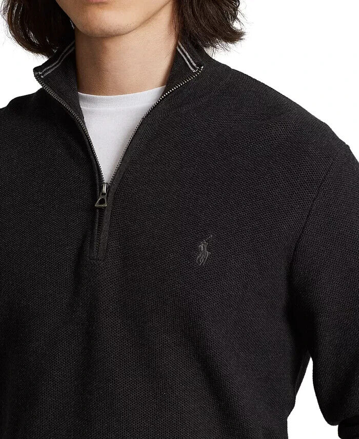 Polo Ralph Lauren Men'sMesh-Knit Cotton Sweater Dark Gray Heather Size S $138