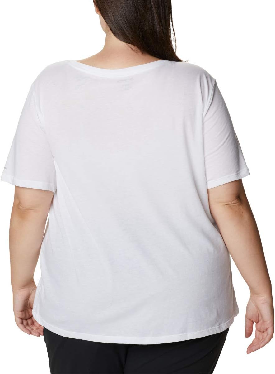 Columbia Women's Mount Rose Tee Shirt, Jersey Cotton Blend, White Size 2X Plus