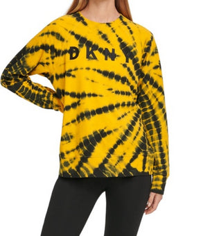 NEW DKNY Sport Tie-Dyed Logo Yellow Top - Saffron S