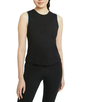 Nike Women's Crochet-Trimmed Yoga Tank Top Black Size S MSRP $40