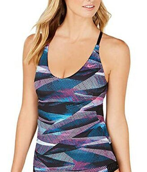 Nike Line Up Printed Cross-Back Tankini Top Fuchsia XS