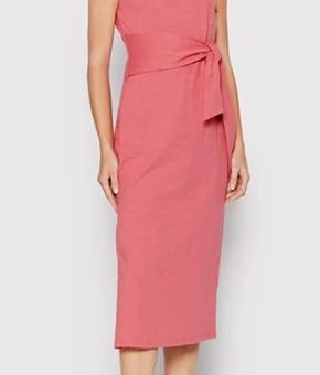 Lauren Ralph Lauren Sleeveless Slub Jersey Dress (Size 16, Red Sky)