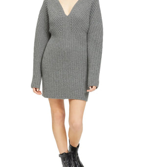Theory Women's Sculpted Wool & Cashmere Sweater Dress Grey Size L MSRP $475