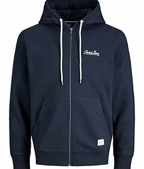 Jack & Jones Men's Tons Loopback Zip Hoodie Regular Fit Blue in size M