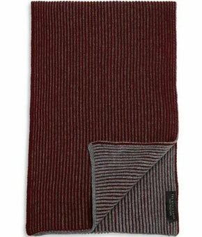 The Men's Store Wool/Cashmere Reversible Ribbed Scarf Iron Bordeaux-OS