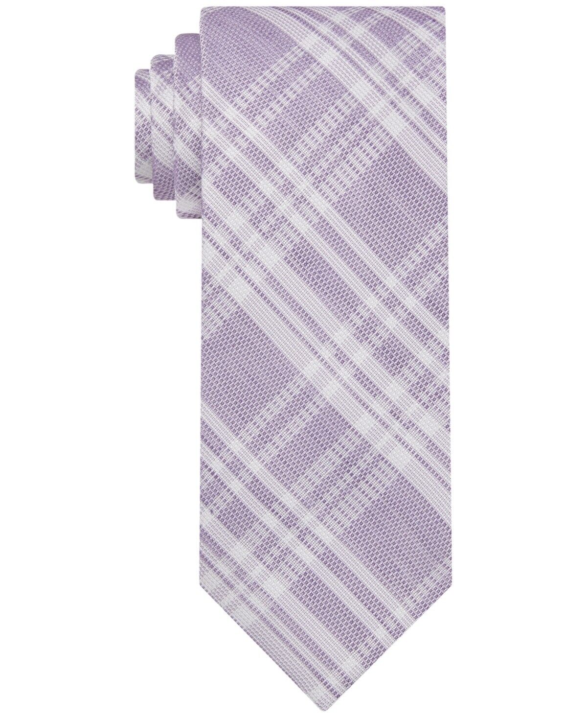 Michael Kors Men's Textured-Plaid Tie Purple MSRP $70