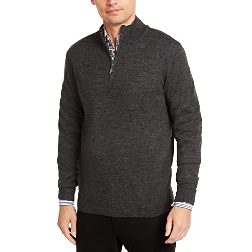 Club Room Mens Wool Blend 1/4 Zip Sweater Gray Size L
