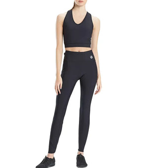 Josie Natori Women's Active Solstice V-Neck Cropped Top Size XL Black MSRP $48