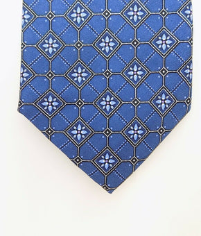Bloomingdale's Floral Square Silk Classic Tie Blue MSRP $59