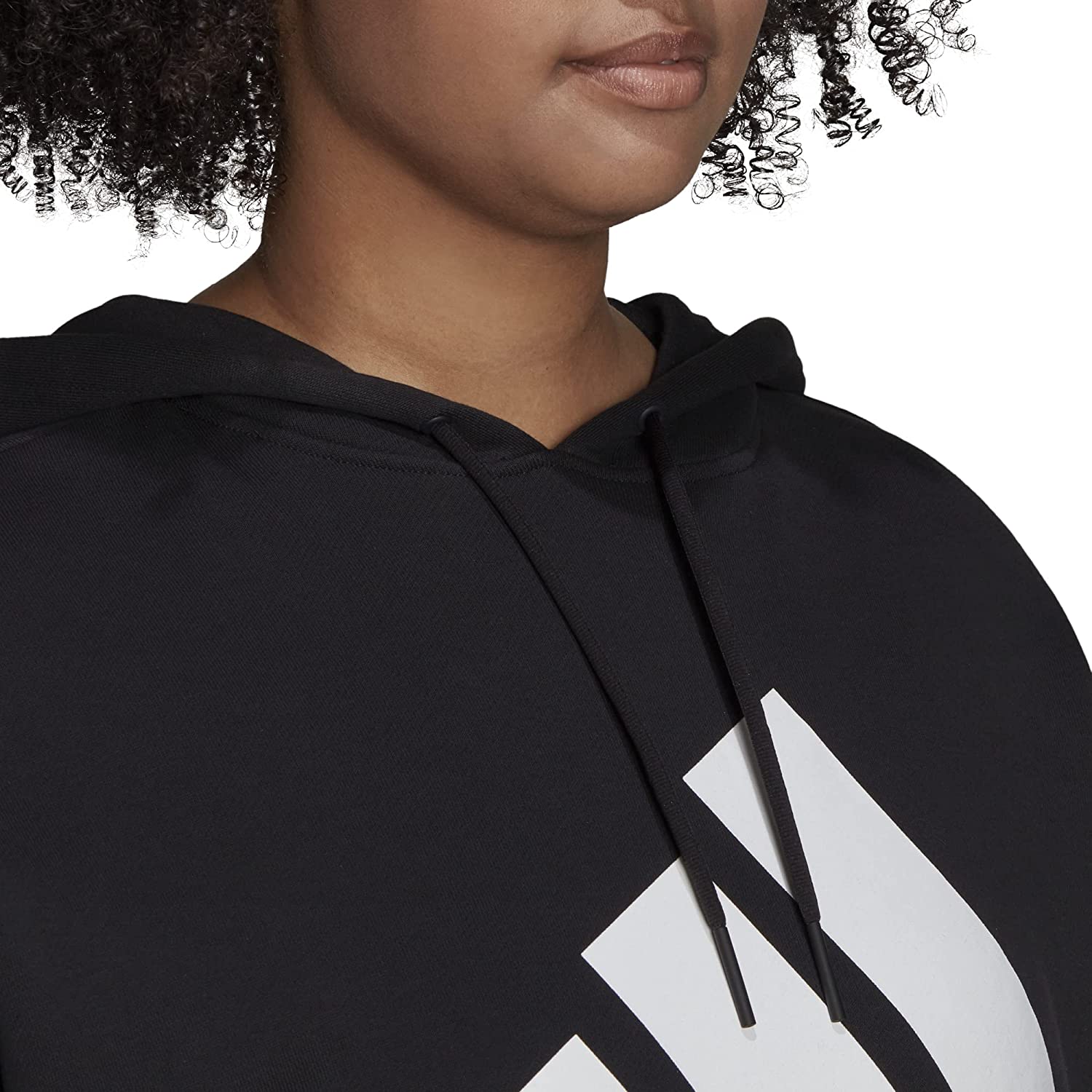 ADIDAS Womens Black Stretch Ribbed Drawstring Zippered Sleeve Log Dolma Plus 2X