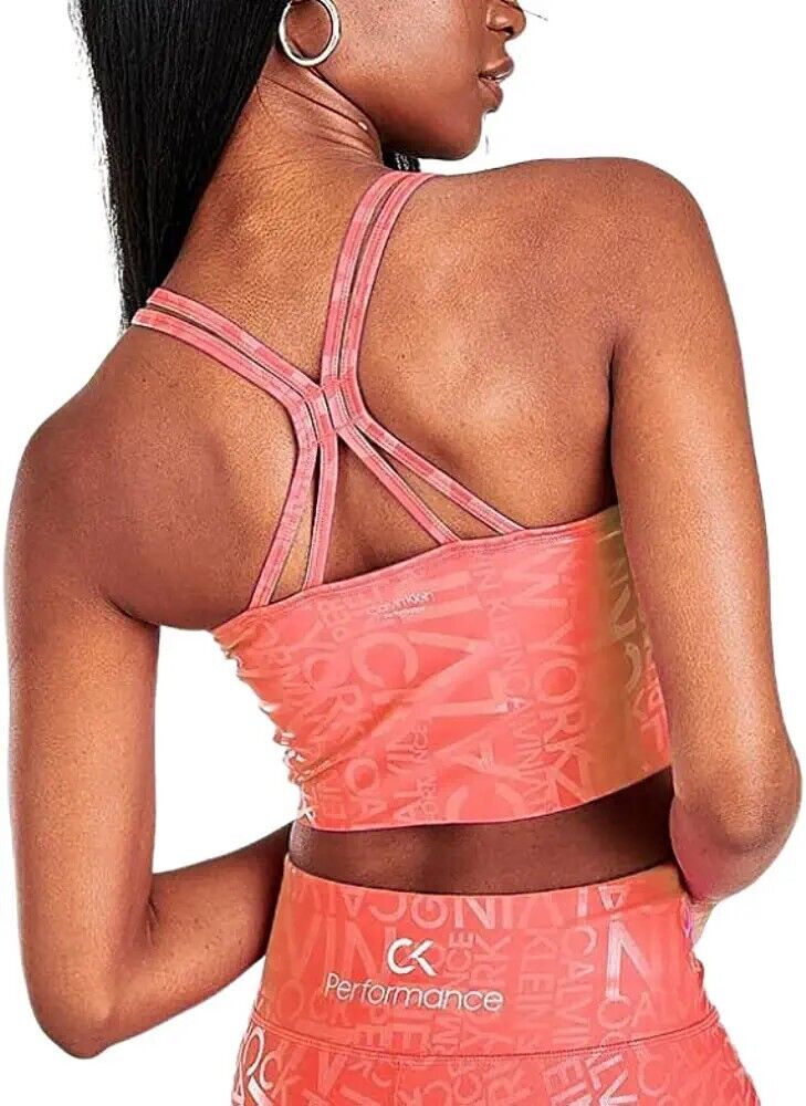 Calvin Klein Performance Women's Printed Strappy-Back Tank Top Pink Size S
