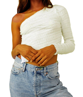 FREE PEOPLE Jasmine One Shoulder Top Off-White Size L MSRP $68