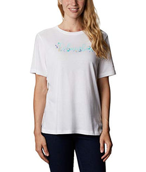 Columbia Women's Bluebird Day Relaxed Crew Neck, White/Wind Floral Size 3X Plus