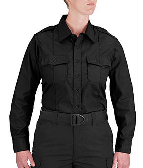 Propper Women's Long Sleeve Duty Button Shirt, Black, Size 4XL