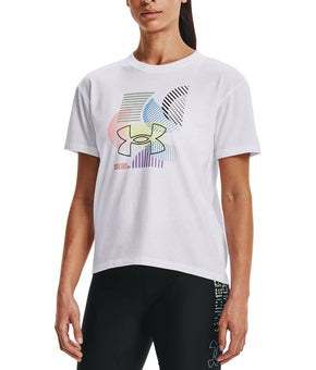 Under Armour Women's Logo Graphic-Print T-Shirt White Size S MSRP $35