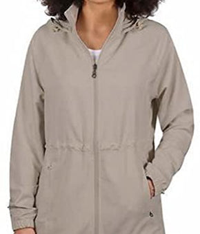 Kirkland Signature Womens Water and Wind Resistant Hooded Anorak Jacket (XX-Large, Beige)
