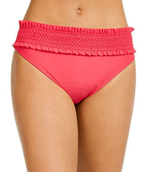 Tommy Hilfiger Women's Standard Smocked Bikini Bottom, Magenta Pink, Size XS