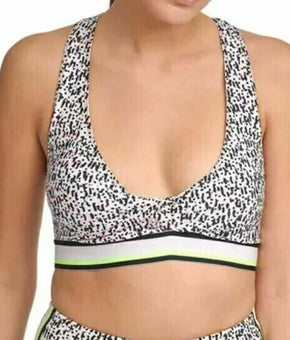 DKNY Womens Sport Printed Low-Impact Sports Bra white Size S MSRP $45