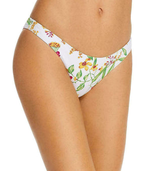 Aqua Womens Floral Low-Rise Swim Bottom Womens white Size S MSRP $48