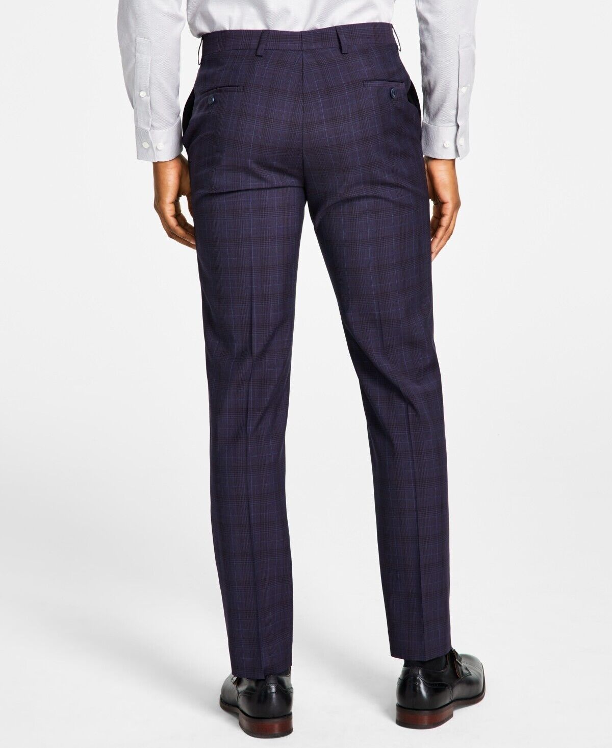 Michael Kors Men's Modern Fit Wool-Blend Plaid Suit Pants Blue Size 32x30 $190