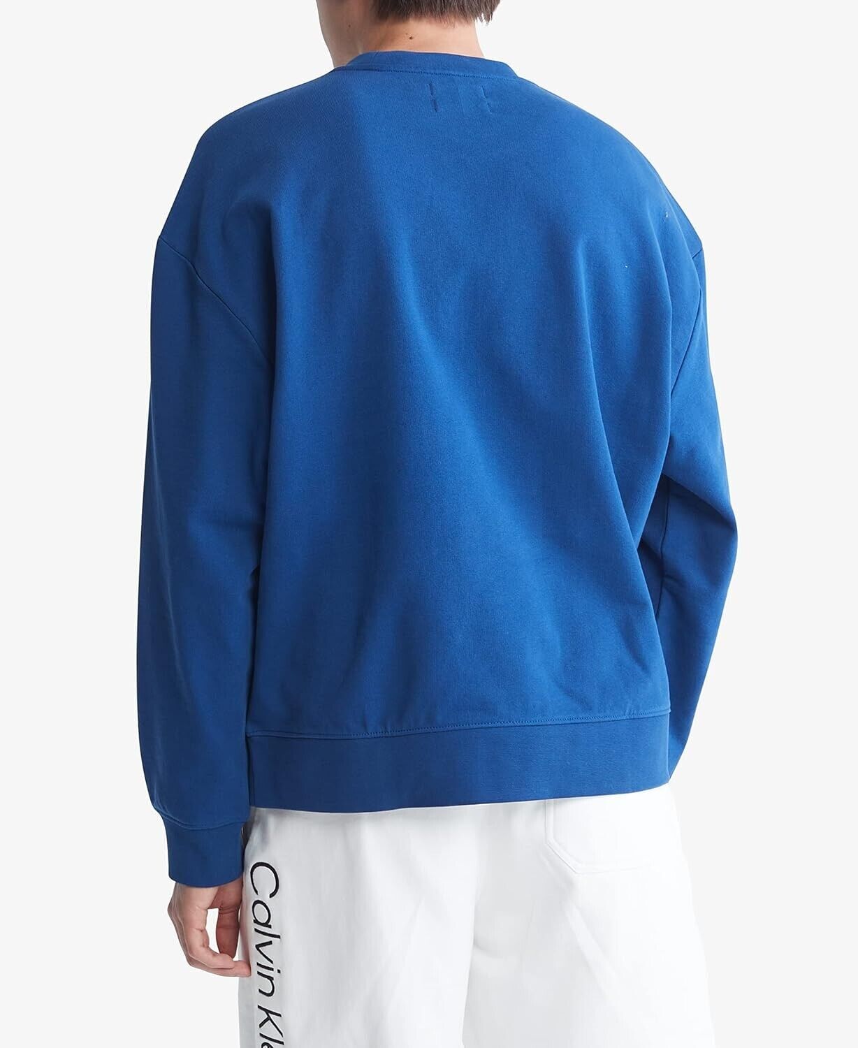 Calvin Klein Men's Relaxed Fit Logo French Terry Crewneck Sweatshirt Blue Size M