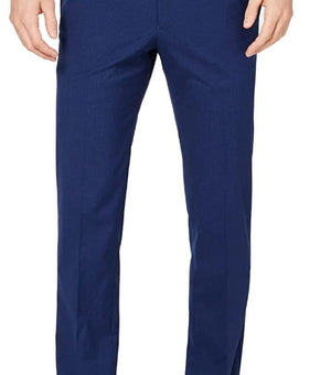 Vince Camuto Mens Flat Front Slim Fit Pants Blue Check 32 X 30 MSRP $135
