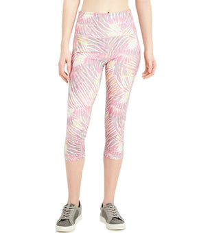 Ideology Tropical-Print Pocket Cropped Leggings Womens pink Size L MSRP $40