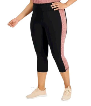 Ideology Women's Colorblocked Cropped Leggings (Noir Red Pear, XX-Large)