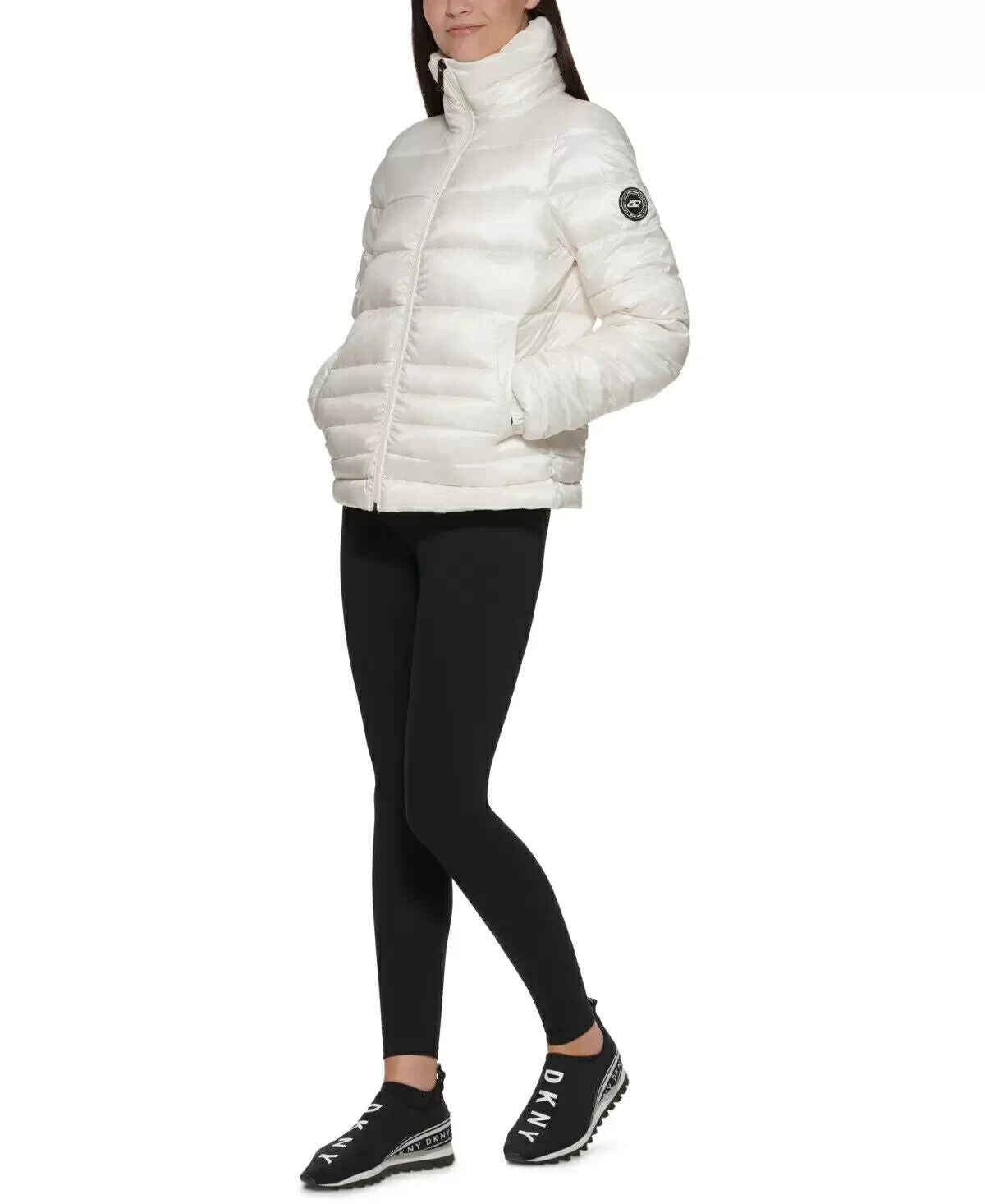 DKNY SPORT Women's Packable Puffer Jacket White Size L MSRP $130