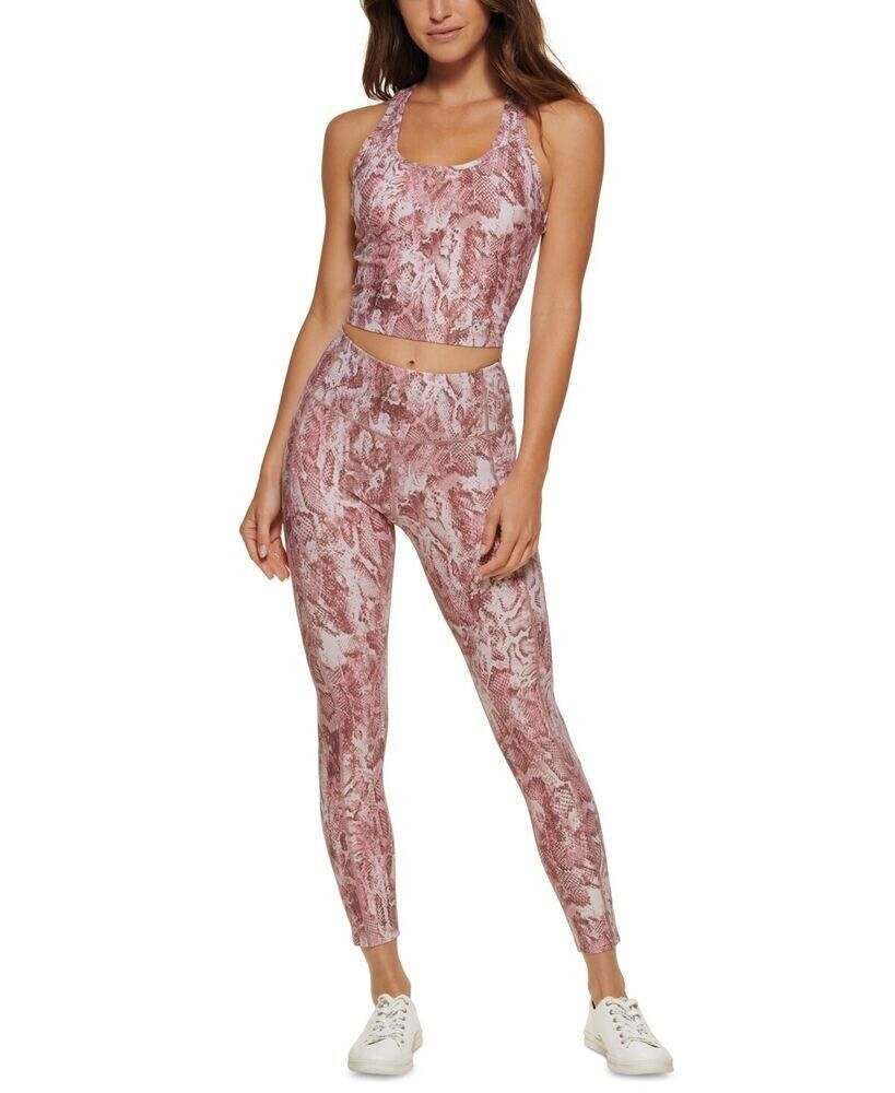 CALVIN KLEIN PERFORMANCE Printed Racerback Cropped Tank Top Pink Size XL $50