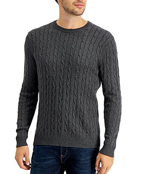 Club Room Mens Sweater Charcoal Cable-Knit Pullover Gray Size XL