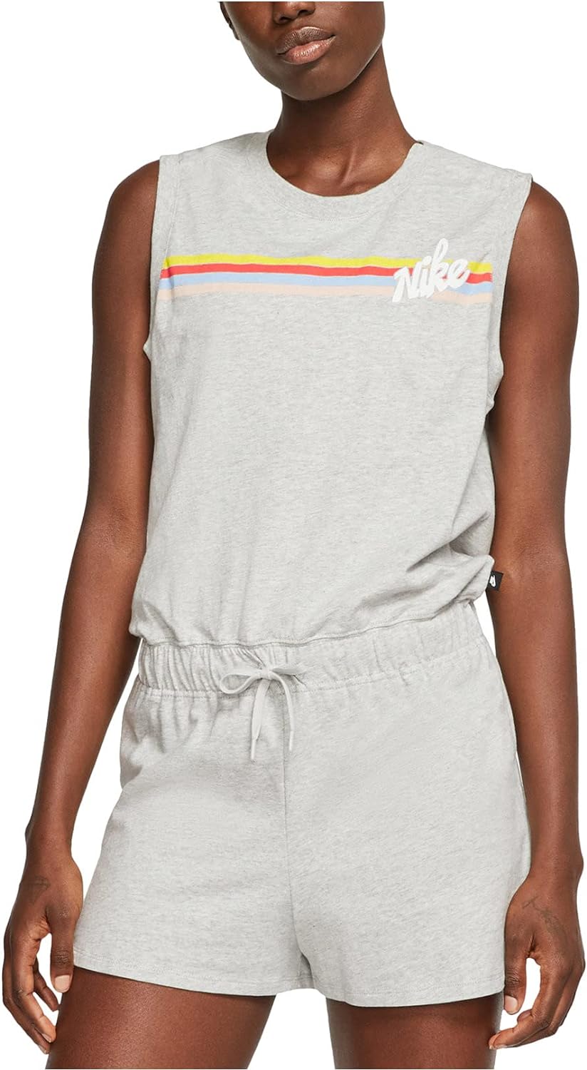 Nike NSW Print Romper Graphic Grey Heather/Night Silver/White Womens Jumpsuit XS
