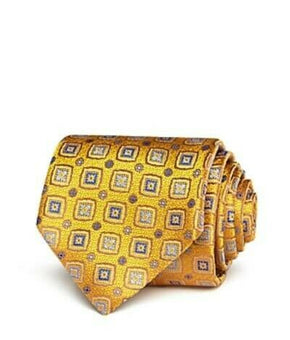 Canali Square Medallion Classic Tie Yellow Size 6 100% Silk MSRP $160