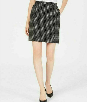 Anne Klein Jacquard Skirt with Pockets SIZE 6 BLACK/WHITE