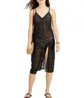 Miken Juniors' Lurex Animal-Print Cover-up dress womens black Size XS MSRP $34