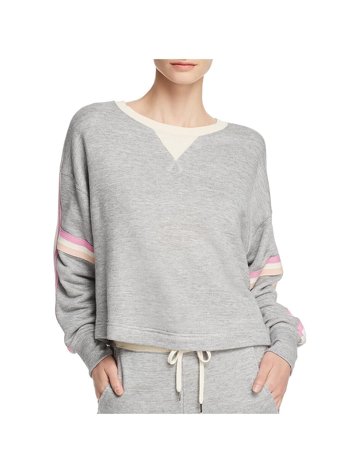 Splendid Womens Striped Heathered Sweatshirt Gray Size L MSRP $128