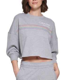 Calvin Klein Women's Pride Embroidered Logo Cropped Sweatshirt Size M 50