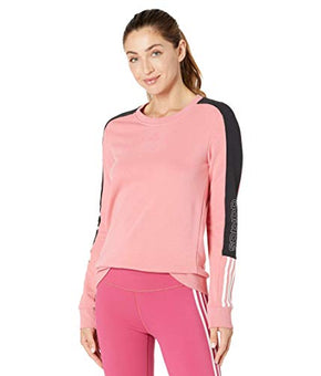 adidas Color-Block Linear Sweatshirt Hazy Rose Pink /White Size S