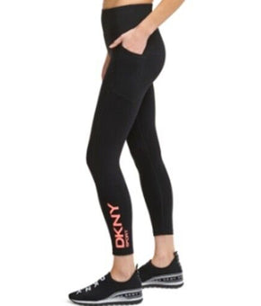 Dkny Sport Womens City Graffiti Logo Leggings black Size L MSRP $50