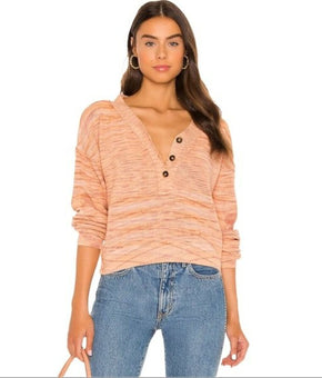 Free People Women's Mercury Henley Sweater Dried Roses Combo Size XS MSRP $108